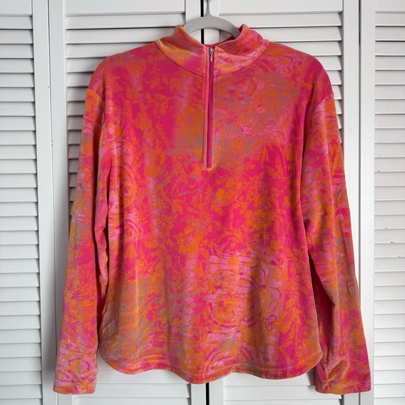 Obermeyer Tops - Obermeyer Velour Pullover 1/4 Zip Sweatshirt Pink Orange Activewear Large